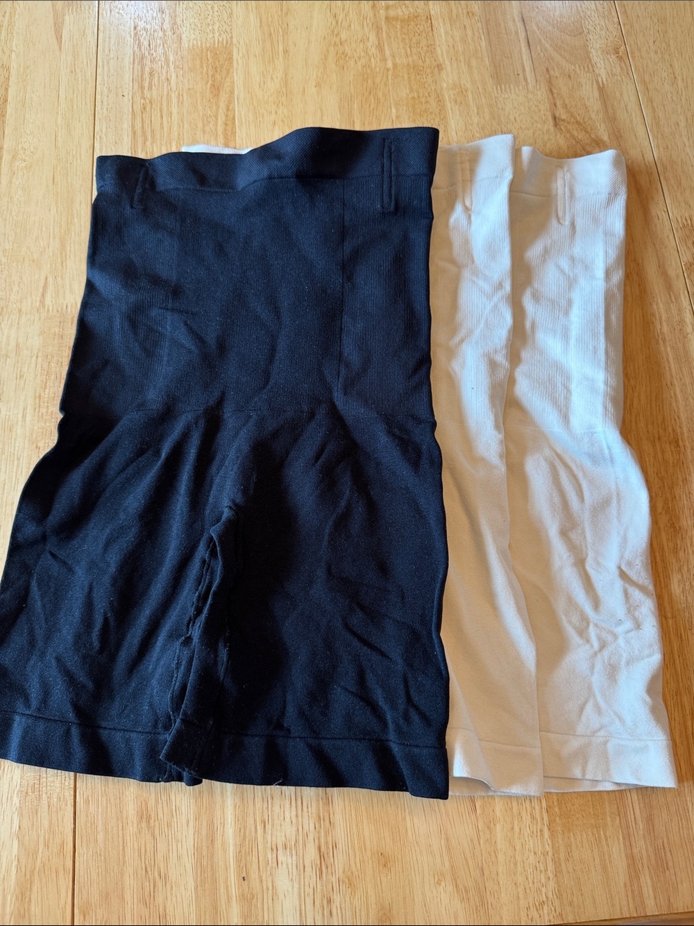 High-Waist Shapewear Shorts in Black and Cream